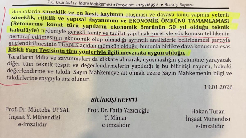 Bilirkişi heyeti riskli dedi